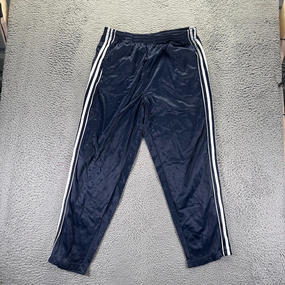 Vintage Solare Sporta Pant Mens XL Blue Polyester Track Tapered Striped Running